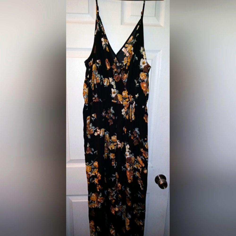 Black floral jumpsuit